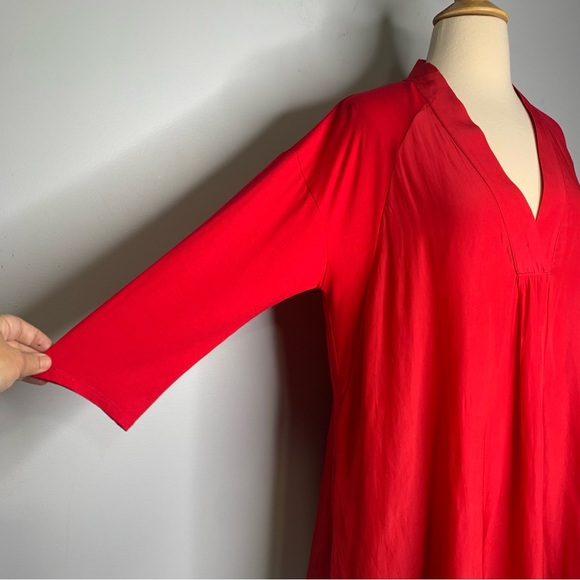 Mela Purdie Watermelon Pink V-Neck Pullover Contrast Material Tunic Top Size L - Picture 5 of 12